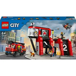 Конструктор LEGO City Пожежне депо з пожежною машиною 843 деталі (60414)