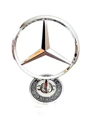 Емблема приціл на капот Mercedes-Benz Хром+напис Чорний 55 мм Універсальний метал на скотчі (Завод) - мініатюра 4