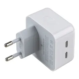 Зарядний пристрій - блочок FoxConn Square Dual Type‑C PD25W+PD25W Total 50W 1:1 for Apple