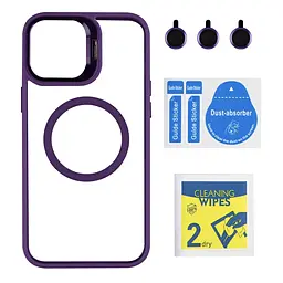 Чохол із підставкою MagSafe TPU PC Metal Stand Case and Camera Lenses Apple iPhone 13 Pro Max Dark Purple - мініатюра 2