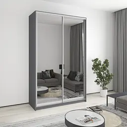 Шафа-купе дводверна MebelStar Стандарт AL 2 Дзеркала 150x45x240 см Антрацит (MBS-3803)