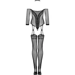 Нейлоновий бодістокінг з імітацією панчіх Obsessive Bodystocking G333 S/M/L, Black, з доступом - мініатюра 4