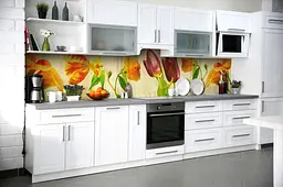 Вініловий кухонний фартух Вінтажні Тюльпани для кухні наклейка Квіти Жовтий 60х300 см Happy Pocket Z180416