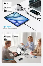 Мережевий GaN зарядний пристрій Vention Dash Pro до 140 Вт 3 USB-C + 1 USB-A сріблястий (TZ-FCOI0-EU) - мініатюра 8
