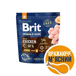 Сухий корм для цуценят середніх порід Brit Premium Dog Junior М з куркою 1 кг - мініатюра 2