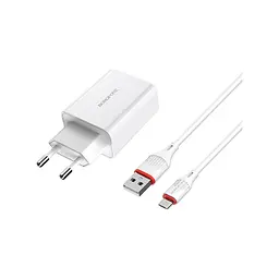 Зарядний пристрій BOROFONE BA21A Long Journey USB QC 3.0 + кабель USB-A — Micro-USB 5P 18 Вт білий (6931474702470)