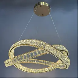 Підвісна кришталева LED-люстра з кільцями Linisoln 7108 FG золото 180 Вт 58 см для вітальні до 17 м2 - мініатюра 4