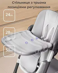 Дитячий стільчик для годування з підставкою для ніжок стілець з регульованою спинкою та стільницею дитяче крісло біло-чорне - мініатюра 3