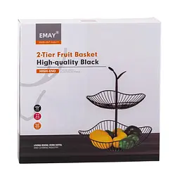 Фруктівниця Elisey Делікатес металева двоярусна чорна 28x36.5 см (9203-023) - мініатюра 4