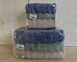 Набір турецьких махрових рушників Cestepe MicroCotton Premium 3 штуки 50x90 + 3 штуки 70х140 Ucgen 1 щільність 600 г/м2