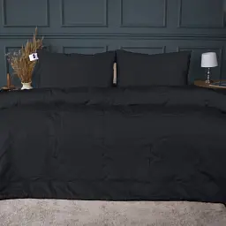 Літній постільний комплект MirSon Line Satin Light Pro Black Бавовна Полуторний (2200010977998)