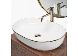 Умивальник Rea Cleo 60,5x41 white-gold (REA-U6211), Глянцева - мініатюра 4