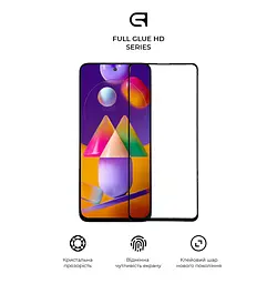 Захисне скло для Samsung Galaxy M31s (M317), Full Glue HD, 2.5D, повністю прозоре, на весь екран, глянцеве, загартоване 9H, повне проклеювання по всій поверхні, з чорною рамкою, протиударне, кришталево чітке зображення, ArmorStandart (ARM58310) - мініатюра 2