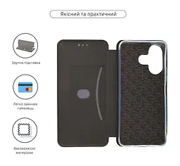 Чехол-книжка для Xiaomi Redmi 13 4G Poco M6 4G, G-Case, черный, кожаный чехол-книжка из экокожи (PU) и TPU, с магнитом, с подставкой и вместительным кардхолдером, противоударный, защита всего корпуса, ArmorStandart (ARM78267) - мініатюра 3