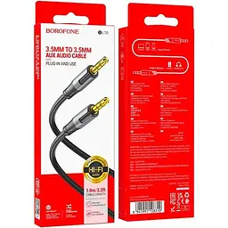 Кабель - адаптер Borofone BL19 - аудіо шнур перехідник Mini Jack 3.5 мм 1 м чорний - мініатюра 5