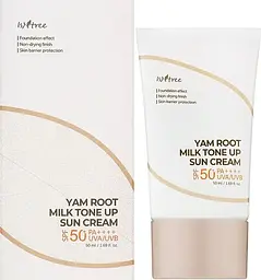 Сонцезахисний крем з тональною дією 50 мл Isntree Yam Root Milk Tone Up Sun Cream SPF/СПФ 50+ PA++++ - мініатюра 2
