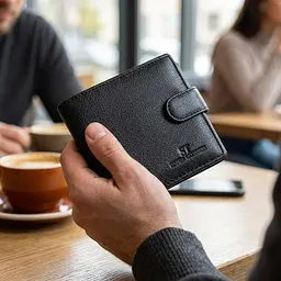 Цікавий гаманець із блоком під документи з натуральної шкіри ST Leather 22480 чорний - мініатюра 2