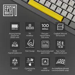 Клавіатура Epomaker Shadow-X Flamingo Black механічна бездротова (SHX-B-F) - мініатюра 11