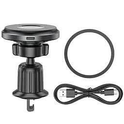 Автотримач з БЗП Borofone BH202 Seaside magnetic Metal gray - мініатюра 2