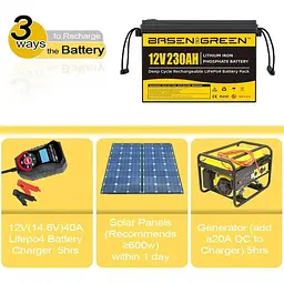 Акумулятор Basen Green LiFePO4 12V 12.8V/230Ah/2944Wh [BG-12230] [125466] - мініатюра 11