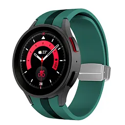 Ремінець для Samsung Galaxy Watch 4 Classic 46mm - темно-зелено-чорний ширина кріплення 20мм силікон Watchbands Cls-way (W27-8WB87751991) - мініатюра 2