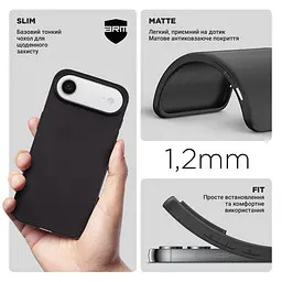 Чехол-накладка для смартфона Apple iPhone 17 Air, противоударный, силиконовый, из термополиуретана (ТПУ), с защитой камеры и корпуса, черный, защита всего корпуса, ArmorStandart (ARM86743) - мініатюра 3