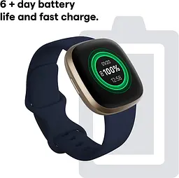 Смарт-годинник Fitbit Versa 3 Midnight/Soft Gold Aluminum - мініатюра 6