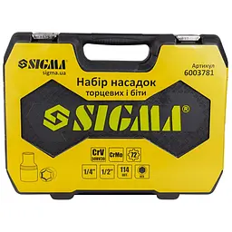 Набір насадок торцевих і біт Sigma 1/4" 1/2" 114 шт CrV (6003781) - мініатюра 4