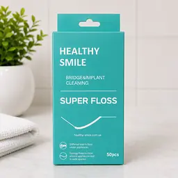 Зубна нитка Healthy Smile Суперфлос для чищення брекетів, мостів та імплантів, 50 шт