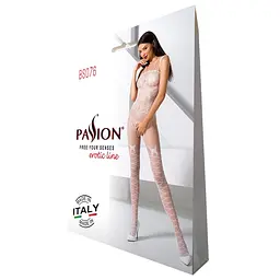Ажурний бодістокінг із інтимними вирізами Passion BS076 white One size - мініатюра 5