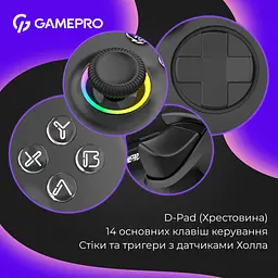 Геймпад GamePro із зарядною станцією BT 5.3/USB/2.4 ГГц (Switch/PC/iOS/Android) RGB Black (GPX13BDOC) - мініатюра 10