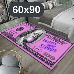 Стильний та зносостійкий килим для дому "100 доларів рожевий Money Never Sleeps" 60х90 KT8000402