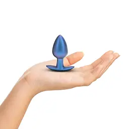 Анальна пробка Ouch! Smooth Anal Plug Metallic M 7.9 см (синій) - мініатюра 2