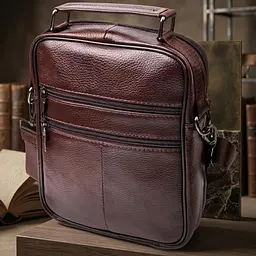 Зручна чоловіча сумка з ручкою шкіряна 21276 Vintage коричнева - мініатюра 4