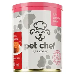 Вологий корм для дорослих собак Pet Chef Паштет м'ясний, з яловичиною, 360 г