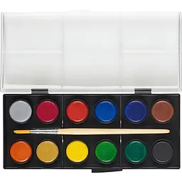 Акварельні фарби Faber-Castell суха, з пензлем, D24мм, 12 кольорів (32297) - мініатюра 4