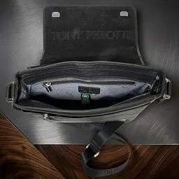 Чоловіча шкіряна сумка Tony Perotti Contatto 9207 nero (90639) Чорна - мініатюра 4