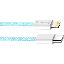 Дата кабель USB-C to Lightning 1.0m 27W blue ColorWay (CW-CBPDCL061-BL) - мініатюра 3
