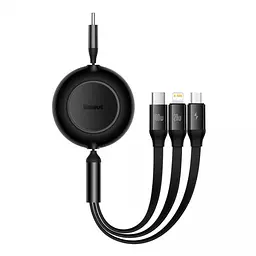 Кабель Baseus Bright Mirror 2 Series Retractable 3-in-1 Cable Type-C to MicroUSB+Lightning+Type-C 100W 1.1m CAMJ010201 Black