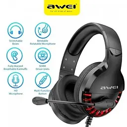 Ігрові навушники Awei ES-770i Gaming Earphone повнорозмірні з підсвічуванням LED - мініатюра 3