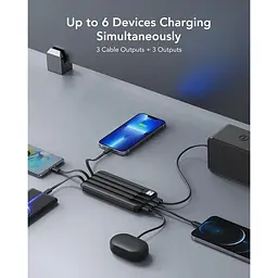 Портативний зарядний пристрій Charmast LED Display вбудовані кабелі 10000 mAh ультратонкий - мініатюра 5