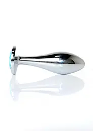 Анальна пробка - Jewellery Silver Plug Light Blue L - мініатюра 3