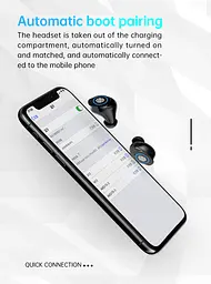 Бездротові навушники Wireless TWS M9-17 з вбудованим ліхтариком + LED дисплей з індикатором рівня заряду Чорні - мініатюра 10