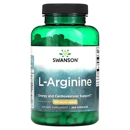 L-аргінін Swanson L-Arginine 500 mg, 200 капсул