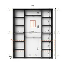 Шафа-купе Idea серія 3 190 x 45 x 240 см Антрацит Дзеркало - мініатюра 2