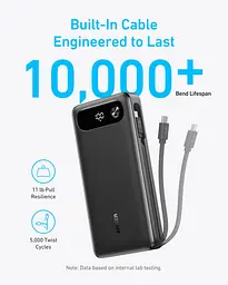 Портативний зарядний пристрій PowerCore - 20000 mAh 87W PD Built-In USB-C Cable Black Anker teh0027063 - мініатюра 3