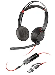 Гарнітура Poly комп'ютерна стерео On-ear Blackwire 5220 USB-A USB-C 3.5 мм односпрямований noise canceling чорний (8X231AA)