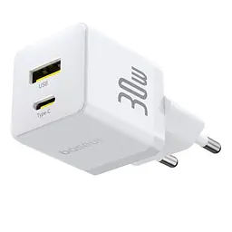Мережевий зарядний пристрій Baseus Palm Type-C+USB 30W білий P1011160A213-00 - мініатюра 5