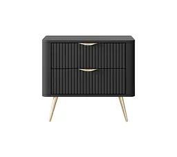 Тумба приліжкова Perfect Home Ланте / Lante з 2 шухлядами і золотими ніжками 2S Чорний (PFH-091195) - мініатюра 4