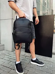 Чоловічий міський шкіряний рюкзак чорний Tiding Bag 60320 - мініатюра 10